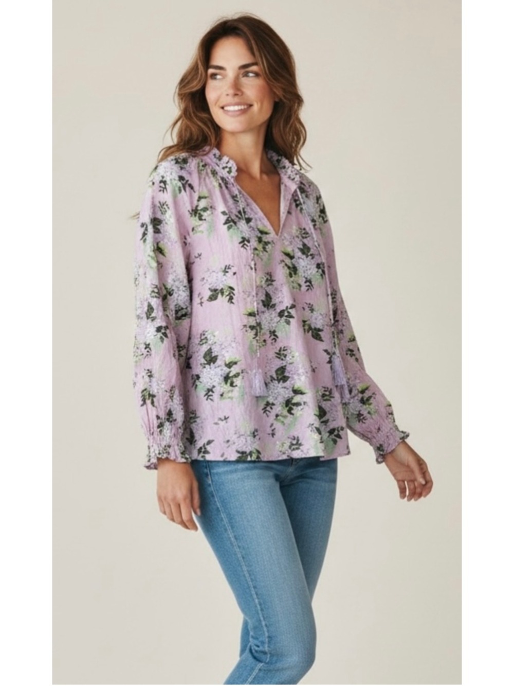 Roller Rabbit Silk Blend Floral Lightweight Blouse Coquette Cottagecore Small